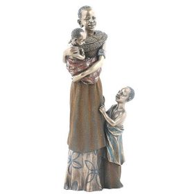 cold cast bronze Maasai mother and children