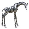 silver plated giraffe with head down