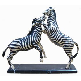 silver plated zebras fighting