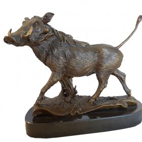 bronze warthog on marble base