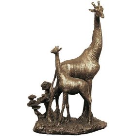 cold cast bronze giraffe and baby
