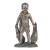 cold cast bronze Maasai boy with calabashes