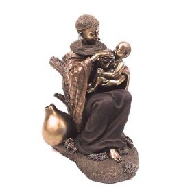 cold cast bronze Maasai mother and baby