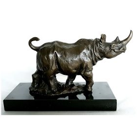 bronze rhino on marble base