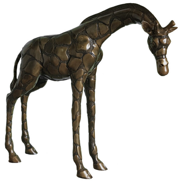 Bronze Giraffe head down