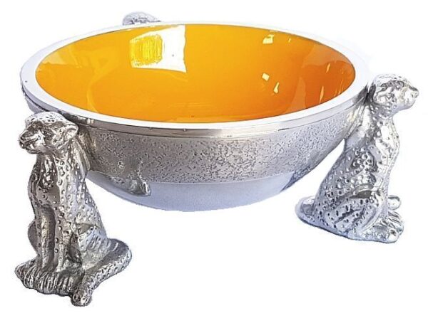 Aluminum 3 cheetah snack bowl - Ochre