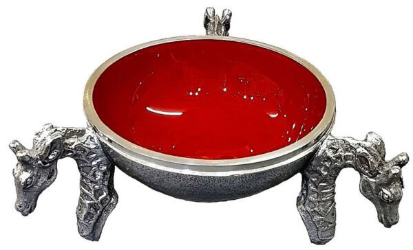 Aluminum 3 giraffe snack bowl - Red