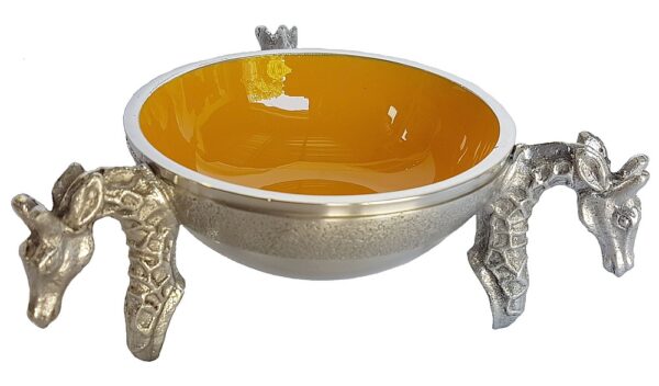 Aluminum 3 Giraffe snack bowl - Ochre