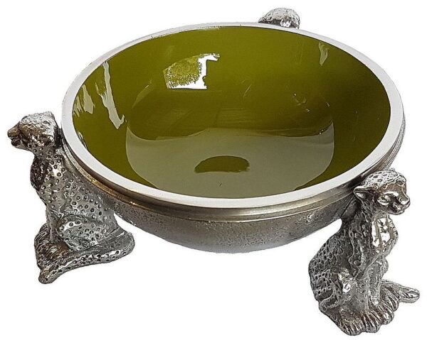Aluminum 3 cheetah snack bowl - Olive
