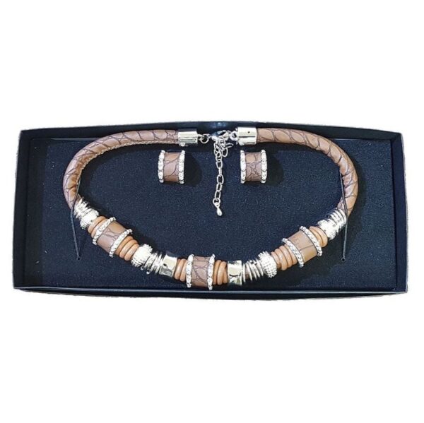 Jewellery Necklace & Earrings Set - Tribal Brown
