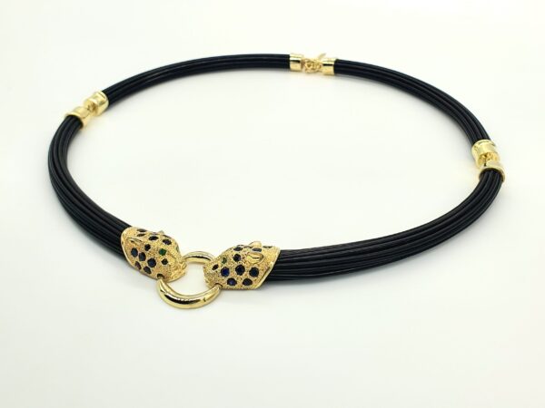 Silver Dble leopard choker pavé Stones (Link Without Horn)