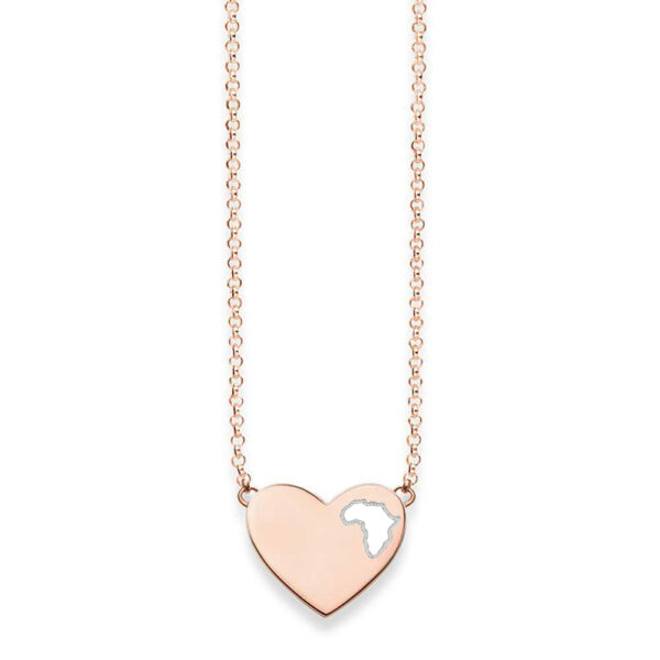 925 STERLING SILVER ROSE GOLD AFRICA IN MY HEART NECKLACE - Image 2
