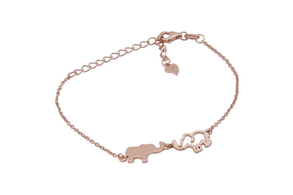 925 STERLING SILVER ROSE GOLD HOLDING ELEPHANT BRACELET