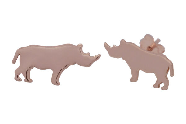 925 STERLING SILVER ROSE GOLD RHINO EARRINGS