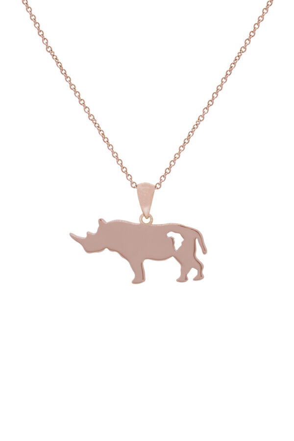 925 STERLING SILVER ROSE GOLD RHINO NECKLACE