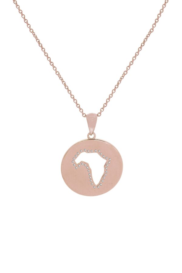 925 STERLING SILVER ROSE GOLD AFRICA DISC NECKLACE