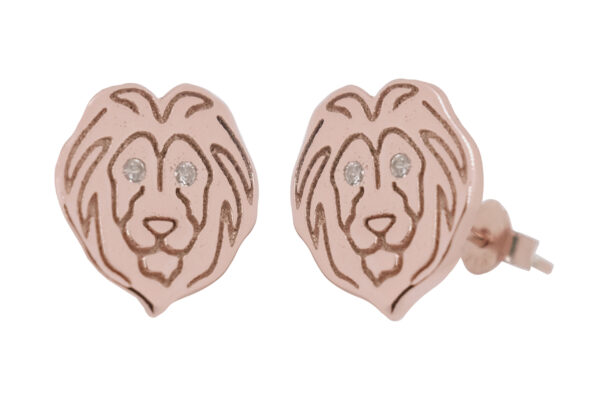 925 STERLING SILVER ROSE LION EARRING STUDS